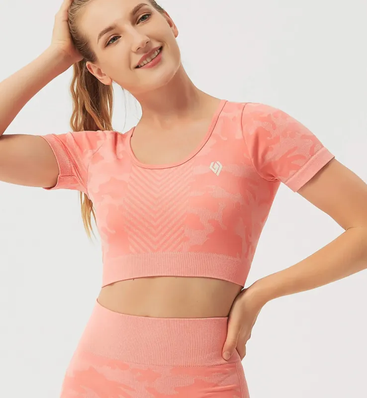 Fancy World Sexy Back Cropped Yoga Short Sleeve sold by Gymsweaty