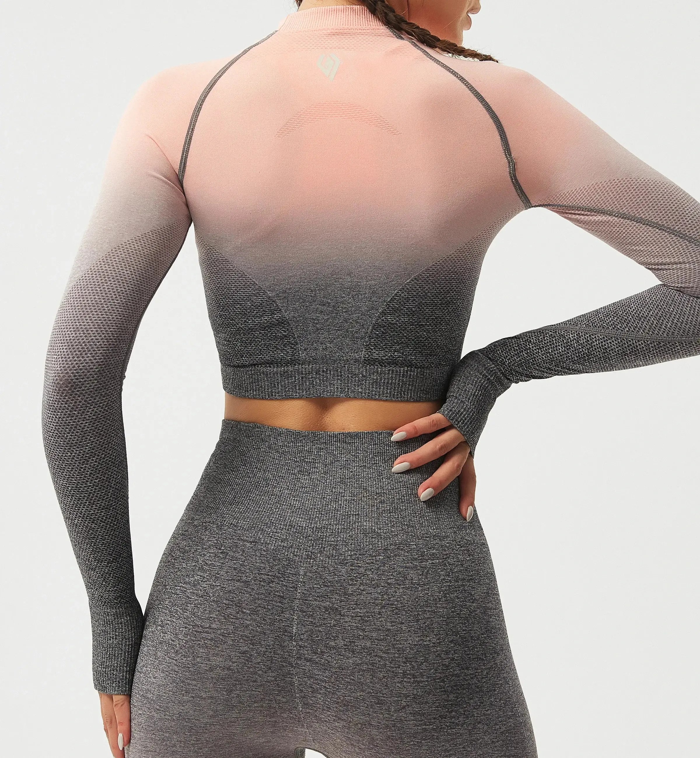 Ombre Long Sleeve Crop Top sold by Gymsweaty product image thumbnail 3