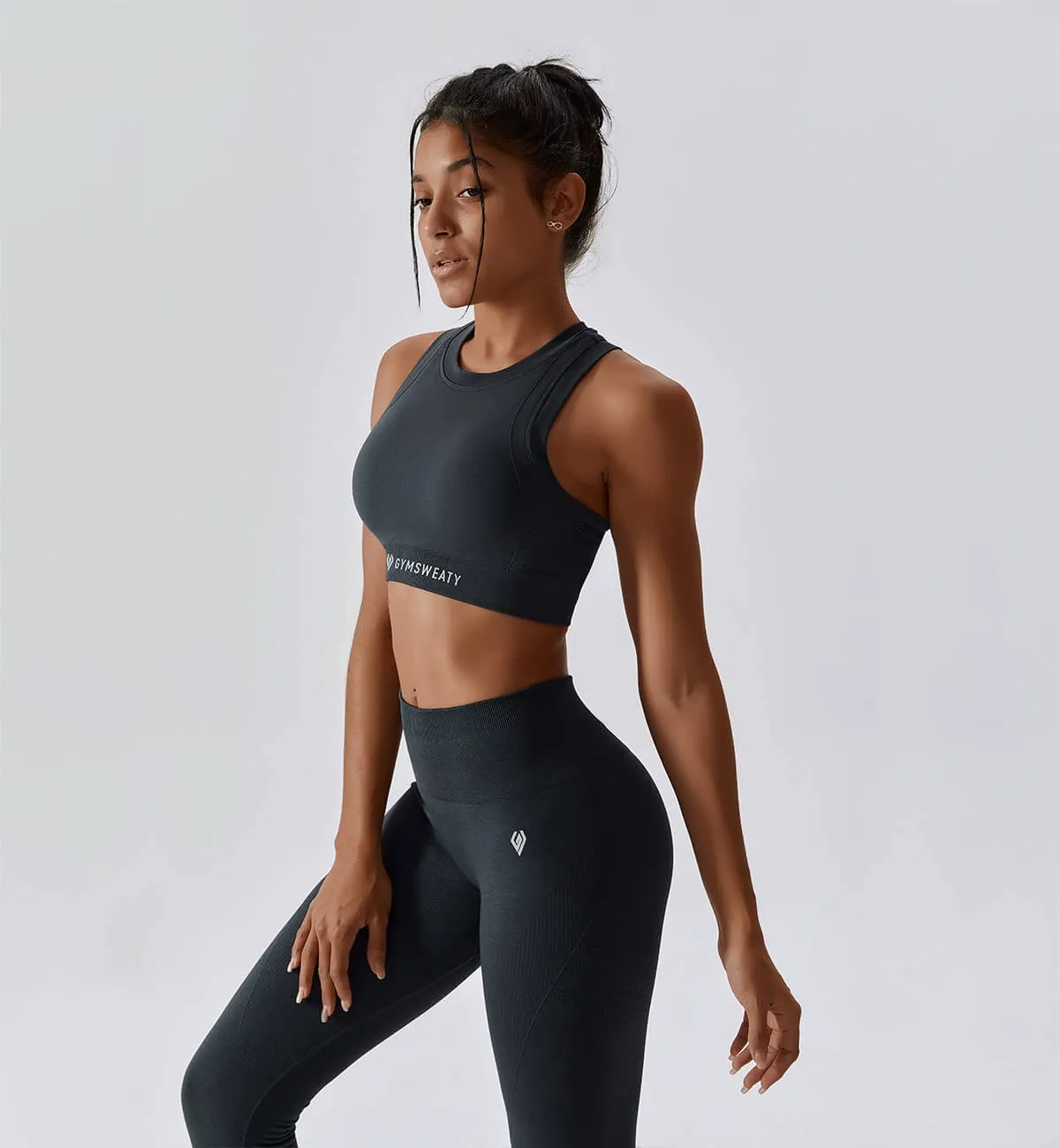 Air Flow Training Cropped Tank-Shadow Gray sold by Gymsweaty product image thumbnail 3
