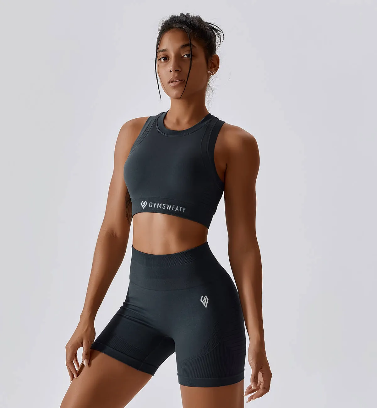 Air Flow Training Cropped Tank-Shadow Gray sold by Gymsweaty