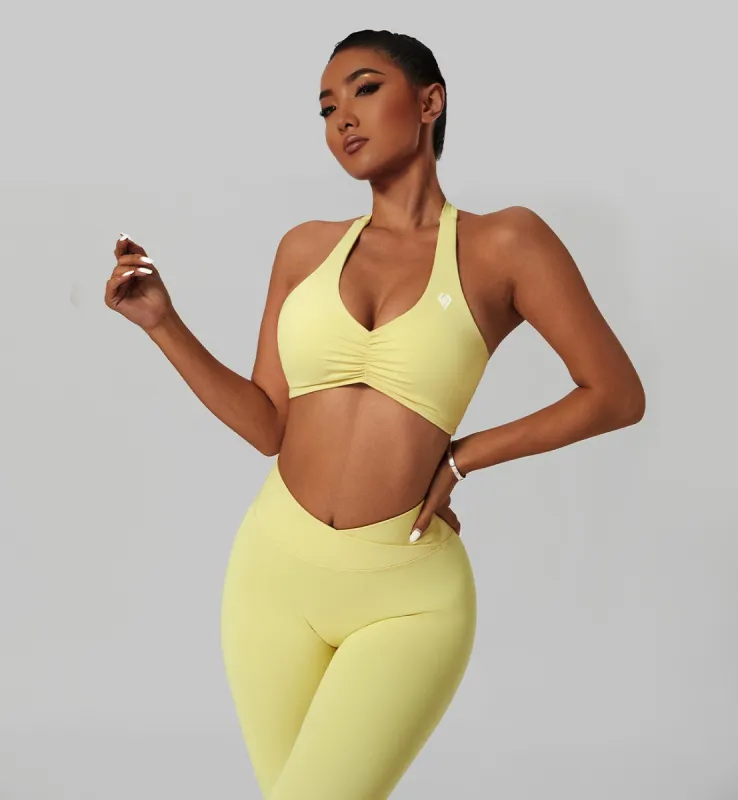 Halter Neck Ruched Sports Bra sold by Gymsweaty