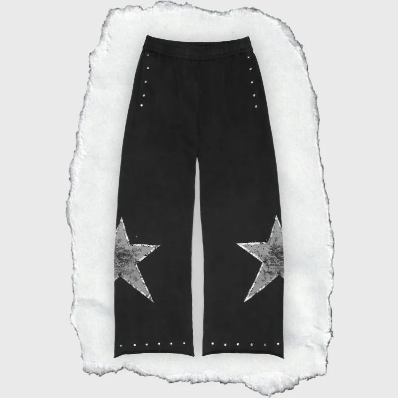 STAR STUDDED SWEATPANTS [BLACK] sold by Vague Studios