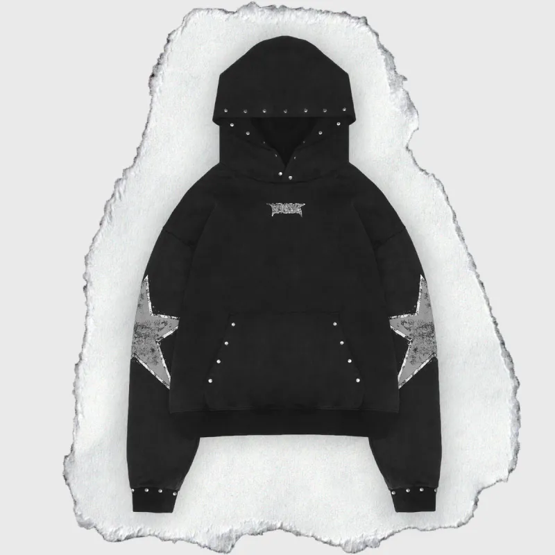 STAR STUDDED HOODIE [BLACK] sold by Vague Studios