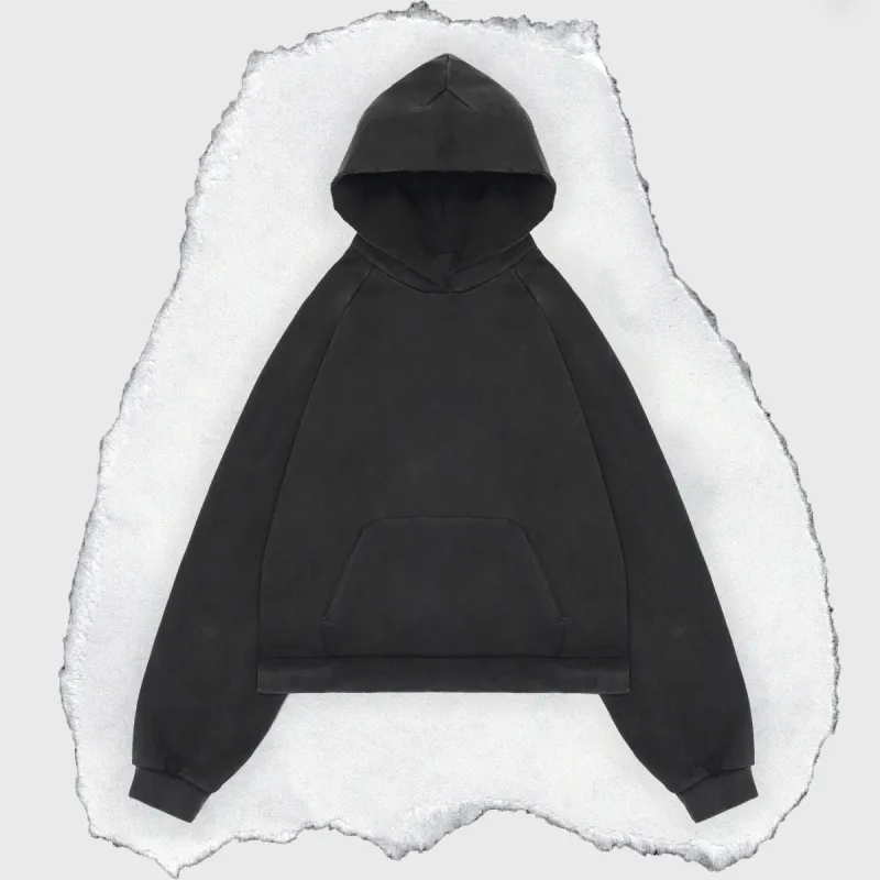 BLANK HOODIE [VINTAGE BLACK] sold by Vague Studios