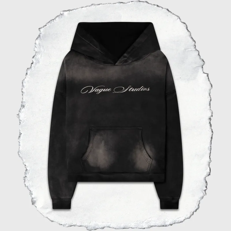 SCRIPT HOODIE [SUNBEAT BLACK] sold by Vague Studios