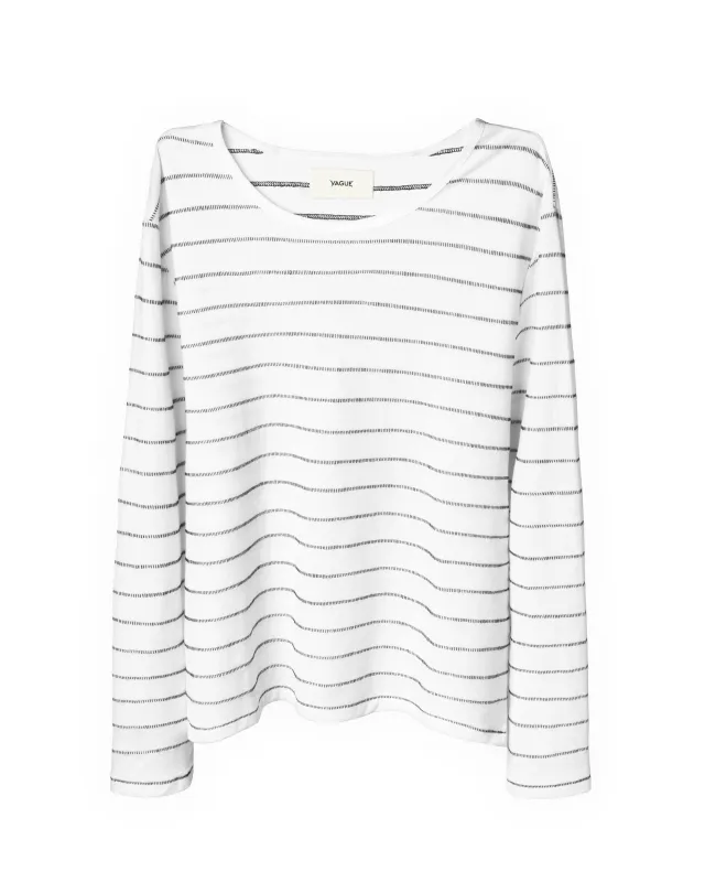 SINGLE STITCH STRIPED LONG SLEEVE [WHITE] sold by Vague Studios