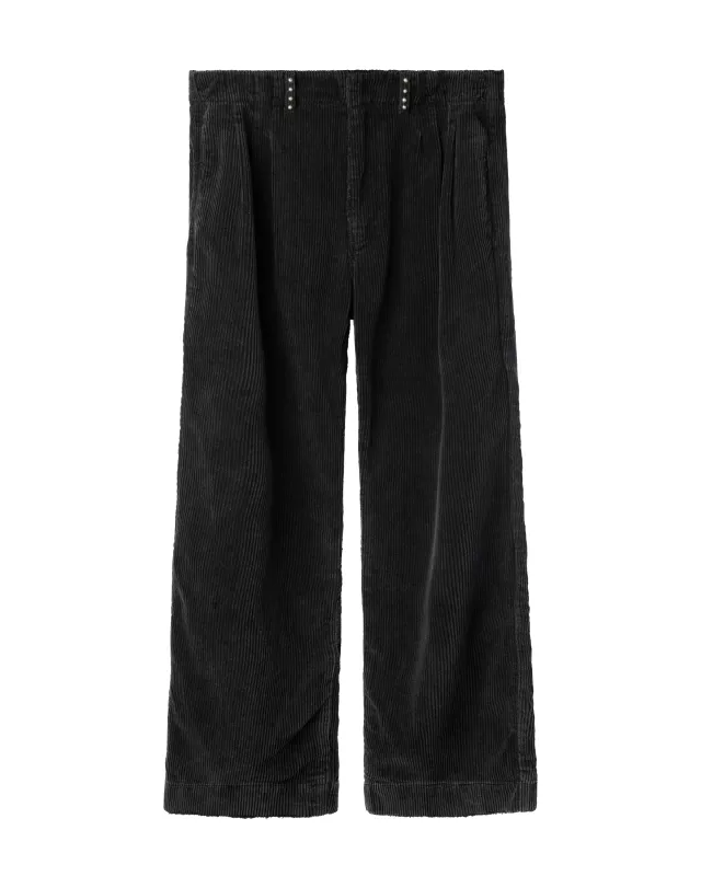 PLEATED CORDUROY TROUSERS [SUNBEAT BLACK] sold by Vague Studios