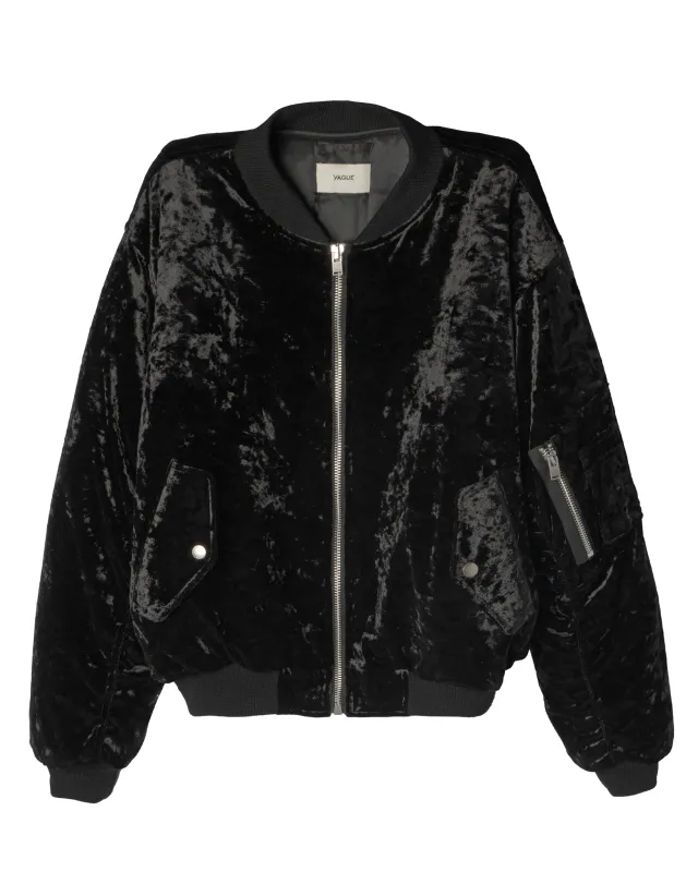 CRUSHED VELVET BOMBER [BLACK] sold by Vague Studios