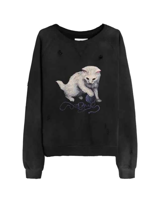 CAT CREWNECK [SUNBEAT BLACK] made by Vague Studios