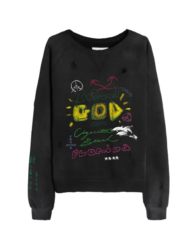 I FOUND GOD CREWNECK [SUNBEAT BLACK] made by Vague Studios