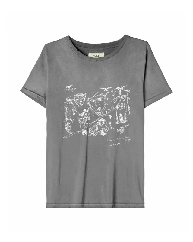 SCRIBBLE TEE [SUNBEAT GREY] made by Vague Studios