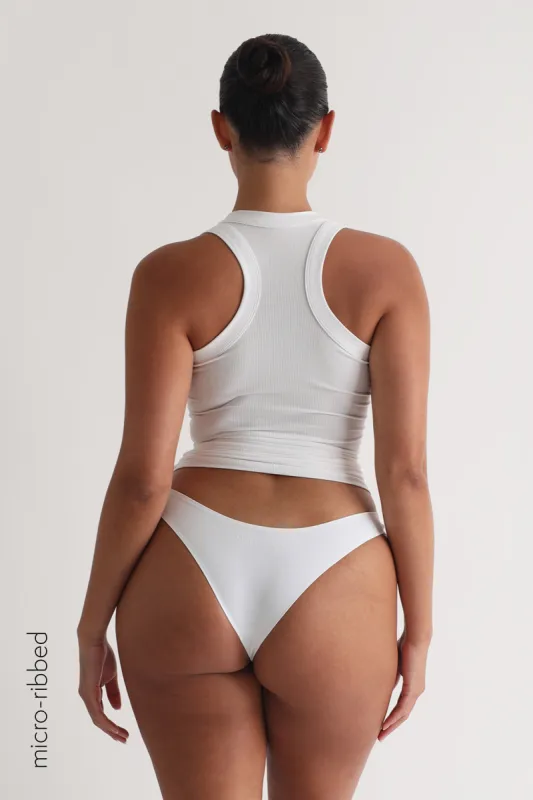 T-Shape Micro-Ribbed Tank Top - White sold by My outfit online