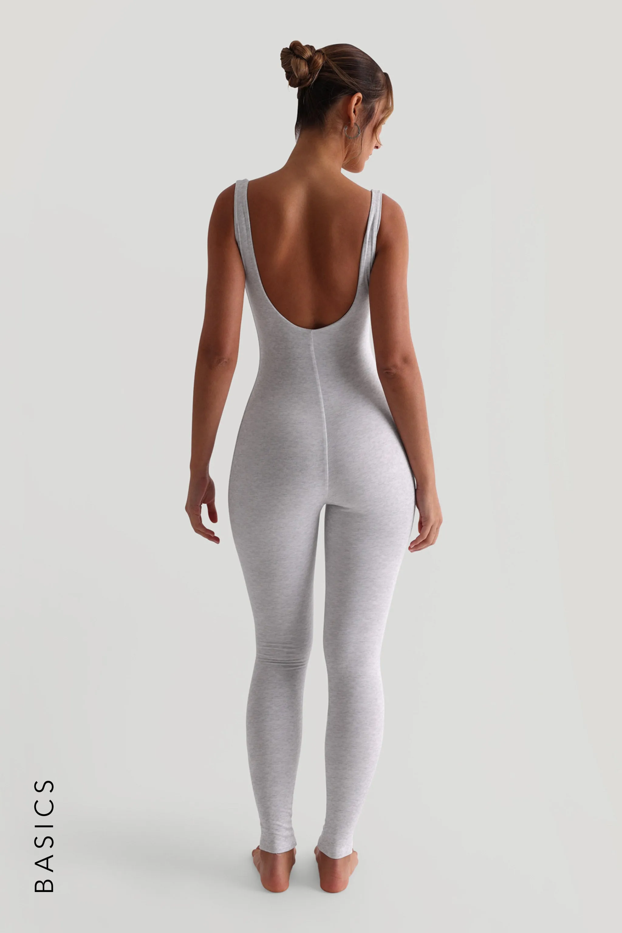 Deep Scoop Open Back Jumpsuit - Light Heather Gray sold by My outfit online