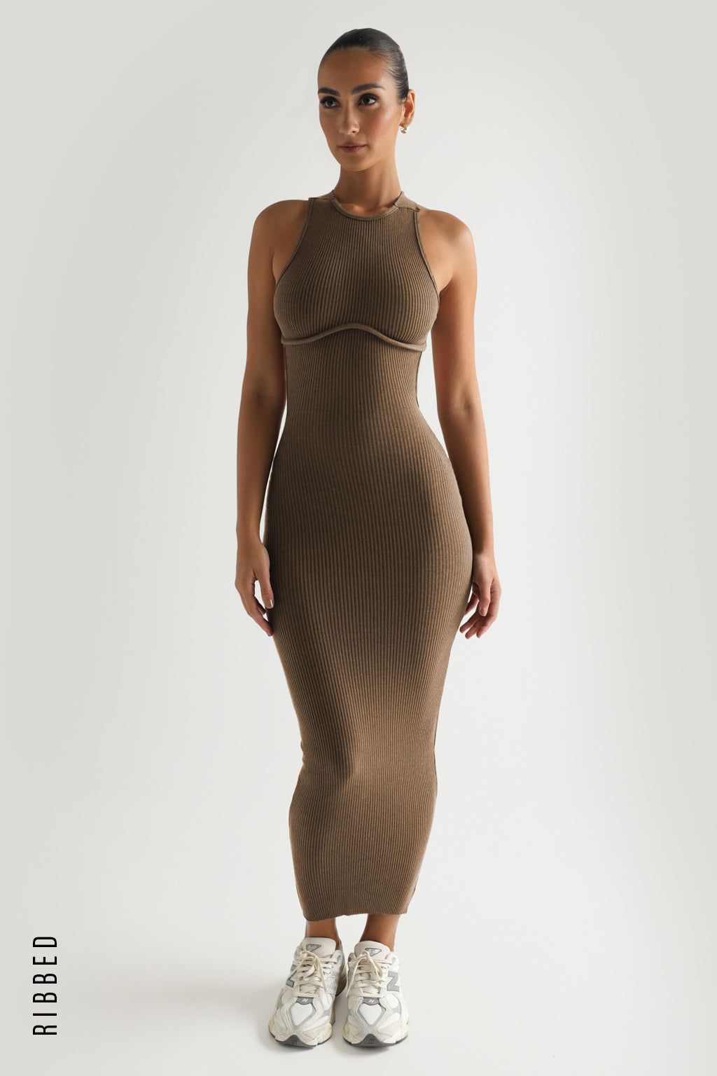 Celeste Cross Back Ribbed Maxi Dress - Brown sold by My outfit online product image thumbnail 2