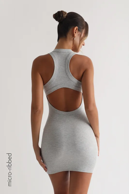 T-Shape Micro-Ribbed Mini Dress - Heather Gray sold by My outfit online