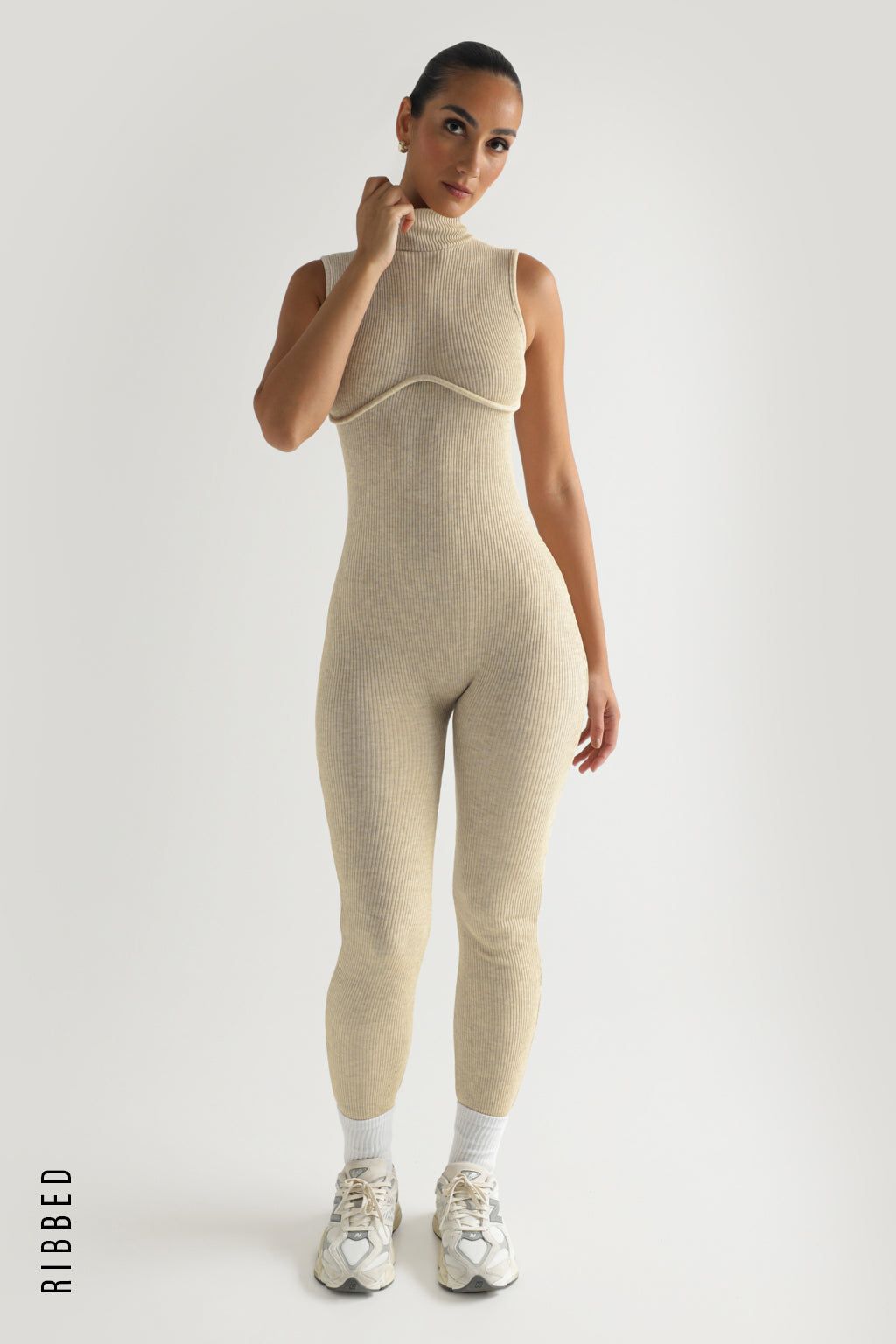 Shape You Ribbed Jumpsuit - Oatmeal sold by My outfit online product image thumbnail 3