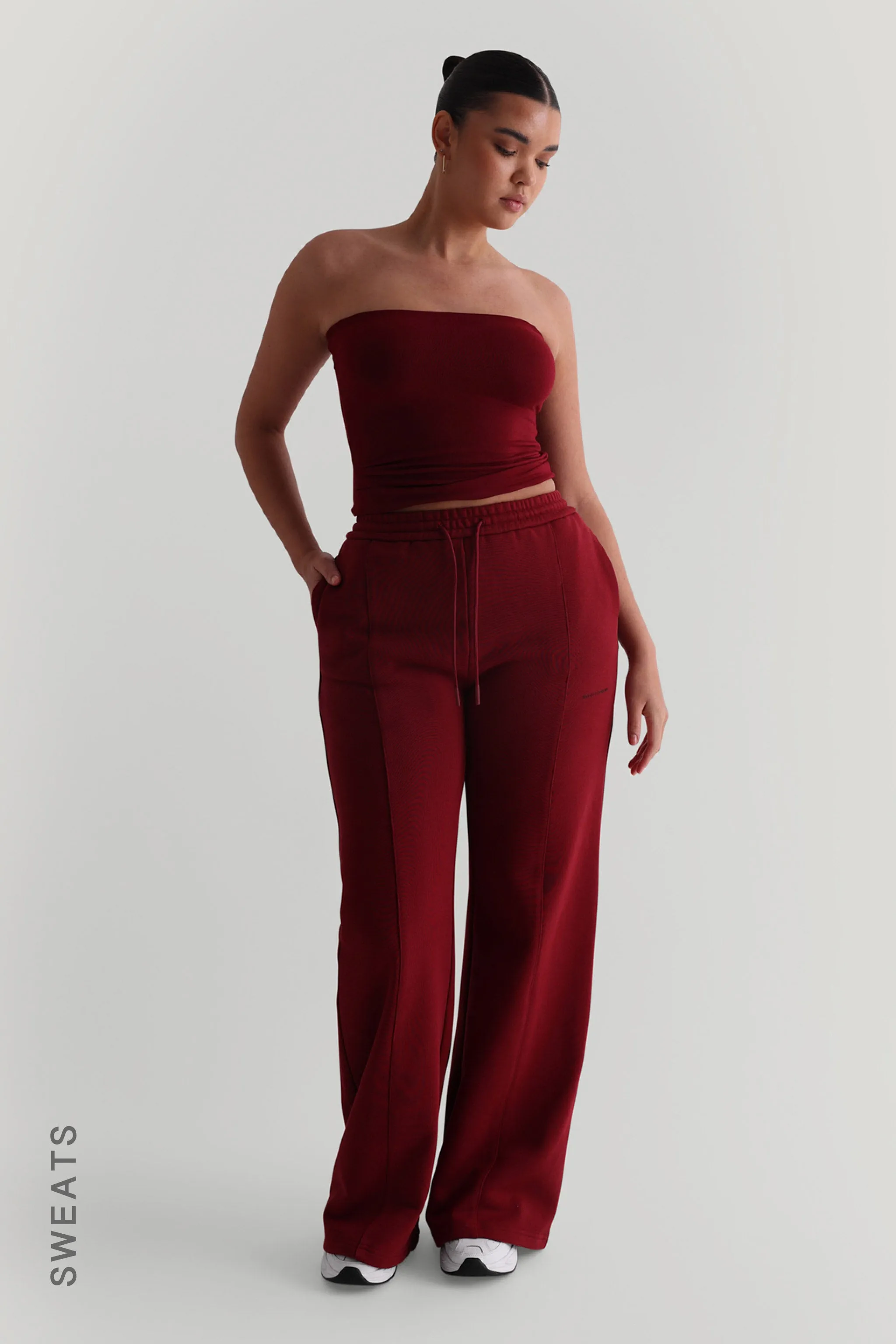 Structured Wide Leg Sweatpants - Wine sold by My outfit online product image thumbnail 2