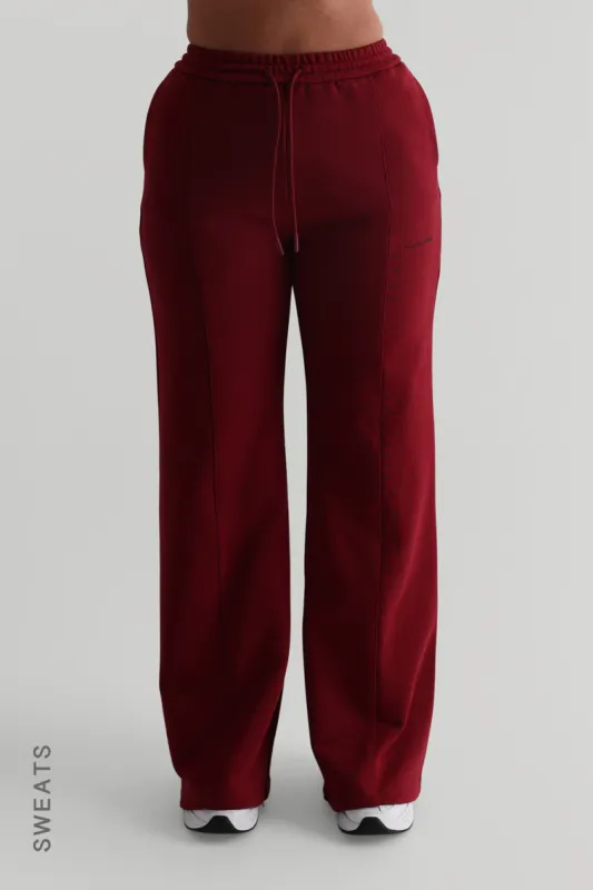 Structured Wide Leg Sweatpants - Wine sold by My outfit online