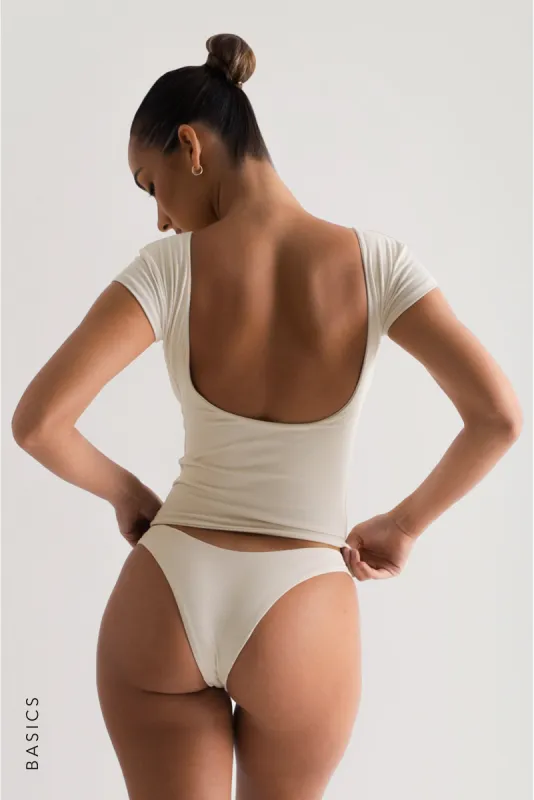 Cloud Low Back T-Shirt - Soft Beige sold by My outfit online