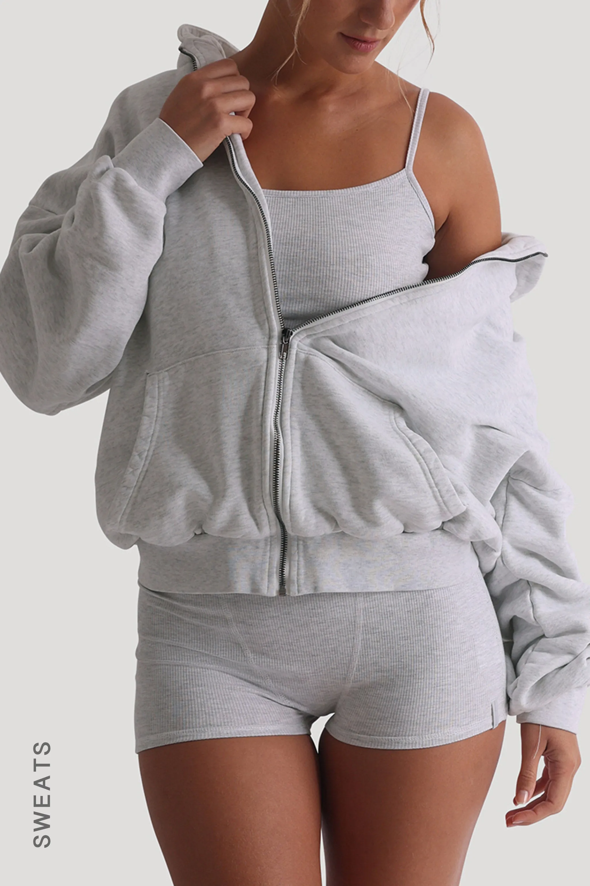 Boyfriend Zip-Up Hoodie - Light Heather Gray sold by My outfit online product image thumbnail 2