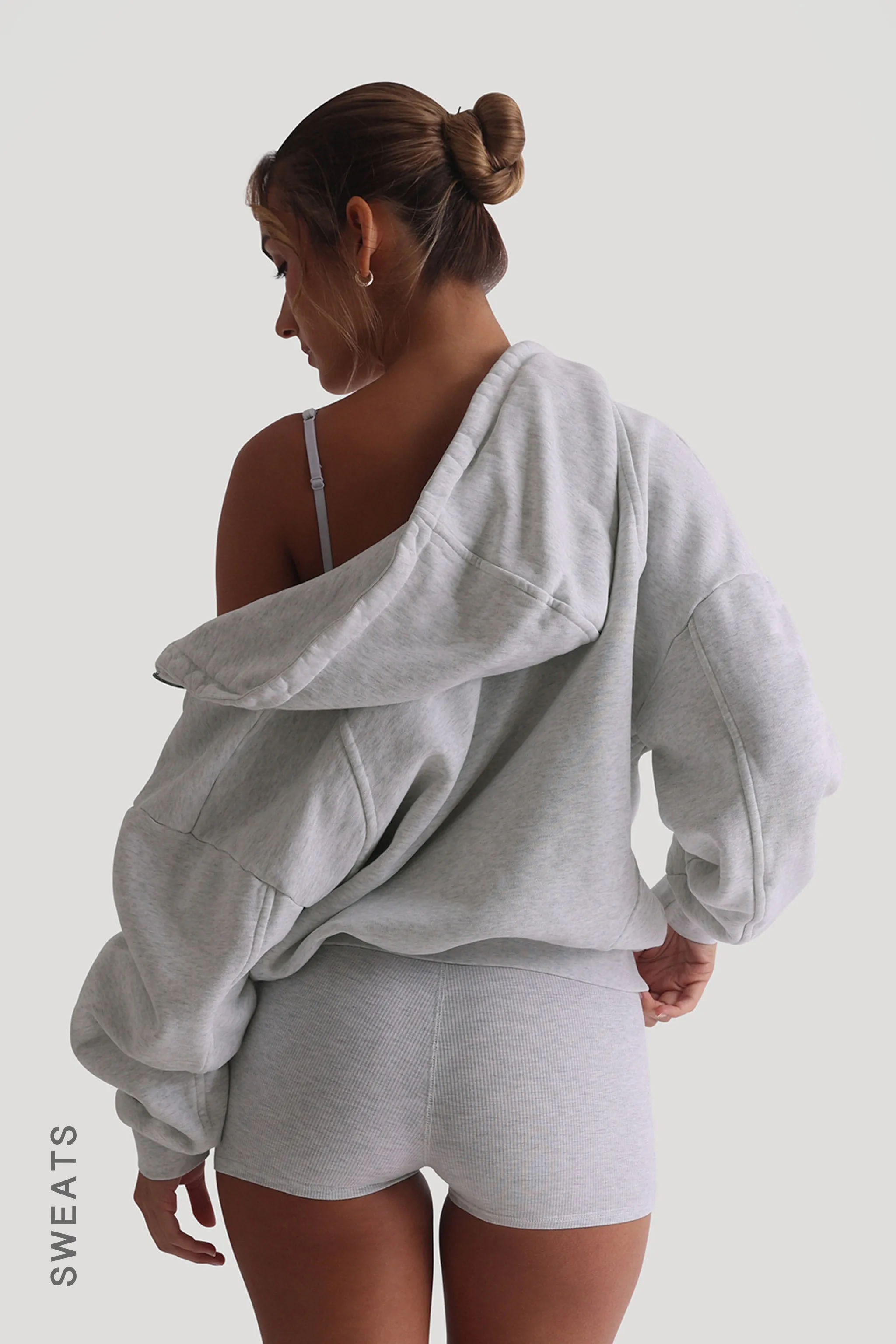 Boyfriend Zip-Up Hoodie - Light Heather Gray sold by My outfit online product image thumbnail 3