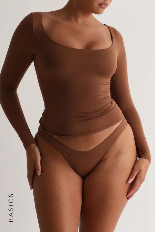 Round Neck Long Sleeve T-Shirt - Light Brown sold by My outfit online
