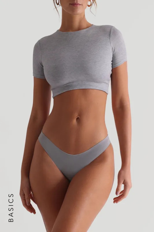 Mist Short Sleeve Crop Top - Heather Gray sold by My outfit online