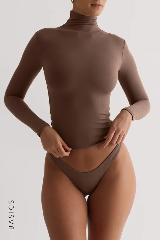 Seamless Long Sleeve Turtleneck T-shirt - Mocha sold by My outfit online