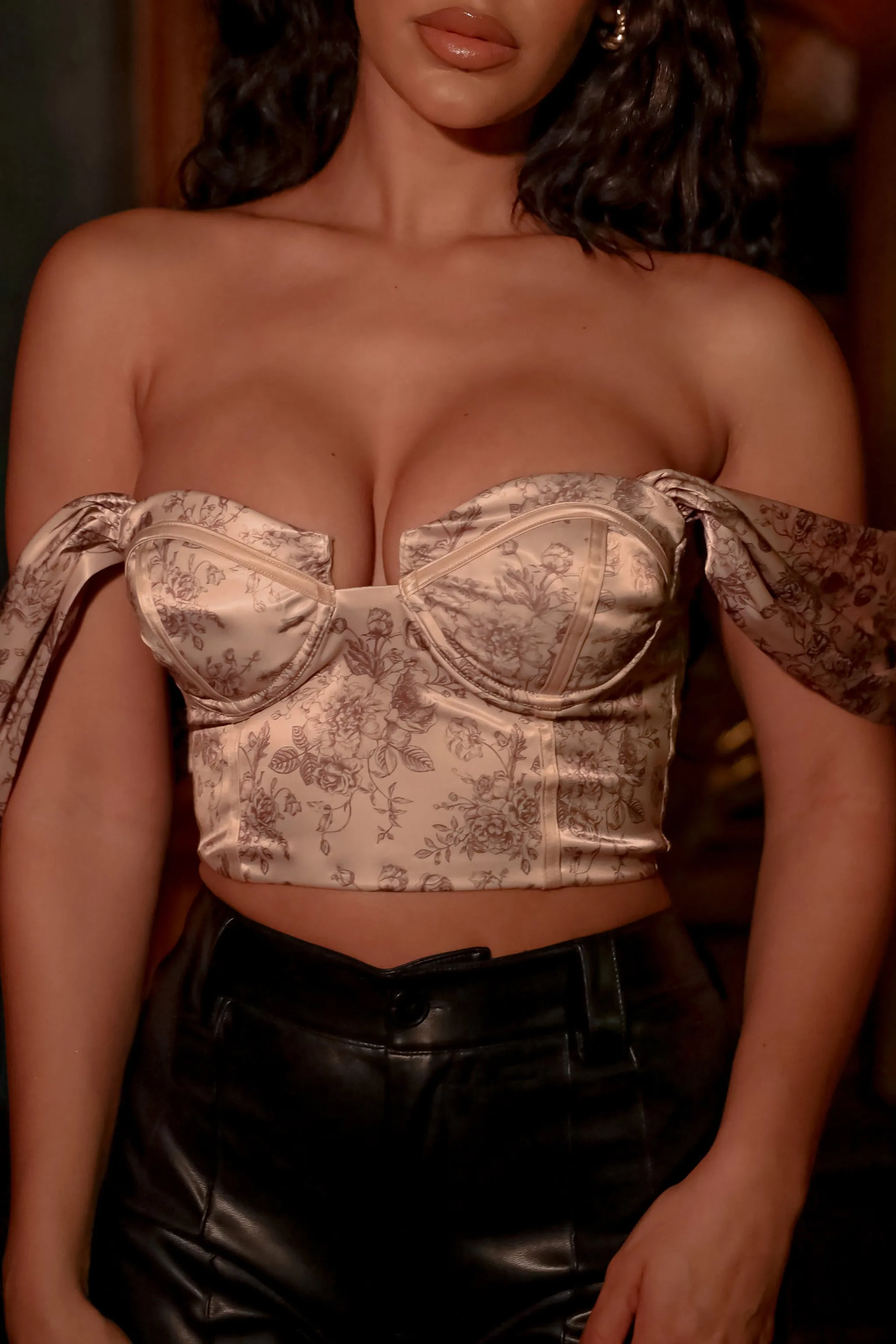 Off The Shoulder Corset Top- Floral Print Pink sold by My outfit online product image thumbnail 2