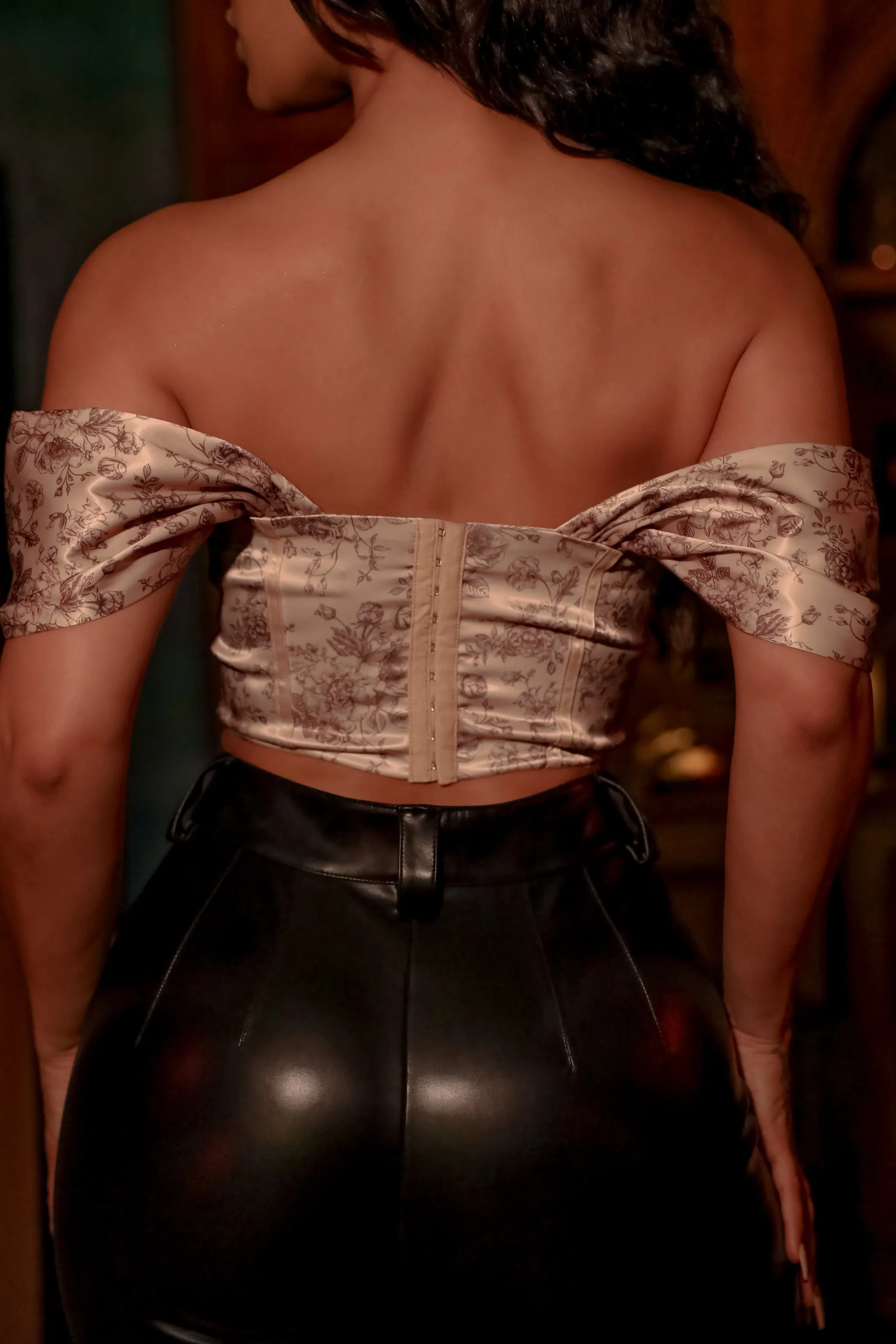 Off The Shoulder Corset Top- Floral Print Pink sold by My outfit online product image thumbnail 3