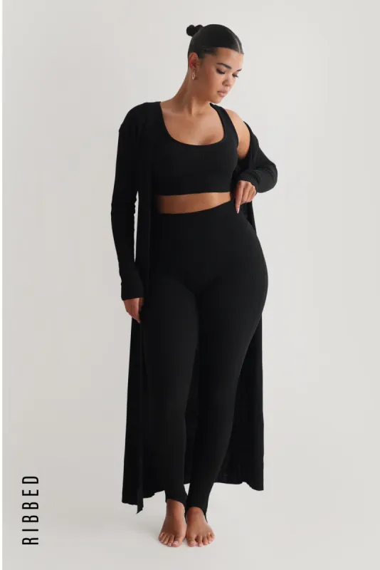 The Lounger Three Piece Ribbed Set - Black sold by My outfit online
