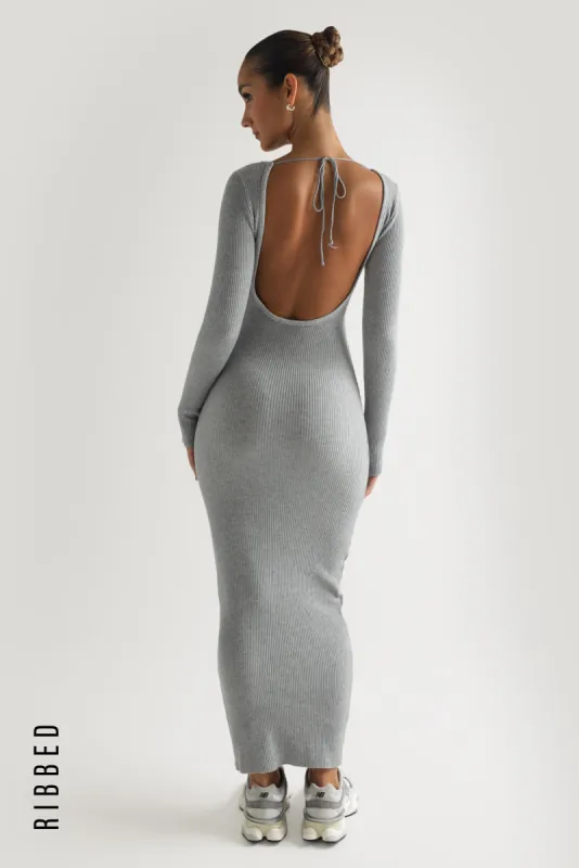 Gaia Ribbed Maxi Dress - Gray sold by My outfit online
