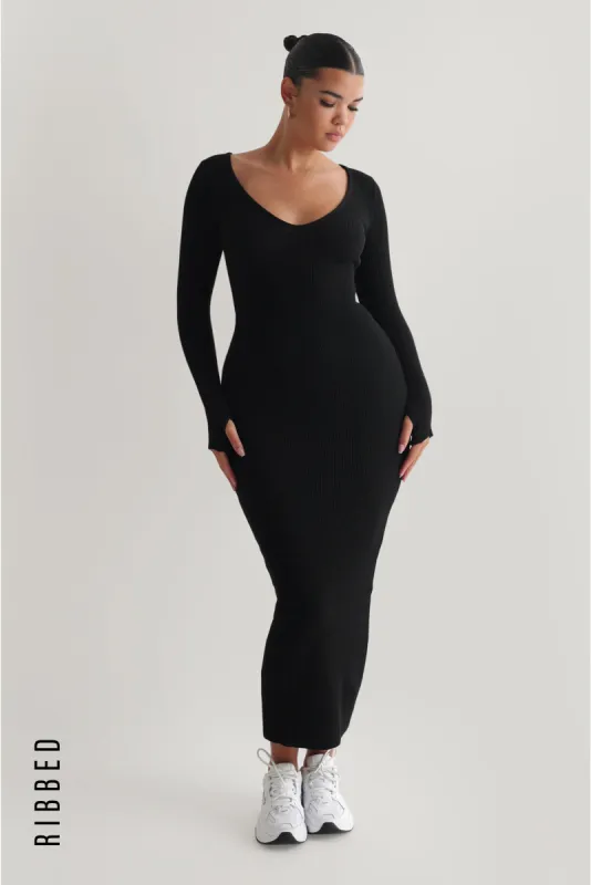Gaia Ribbed Maxi Dress - Black sold by My outfit online