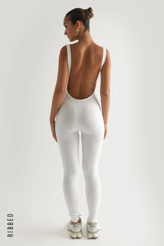 Devoted Ribbed Jumpsuit - White sold by My outfit online