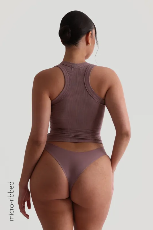 T-Shape Micro-Ribbed Tank Top - Vintage Purple sold by My outfit online
