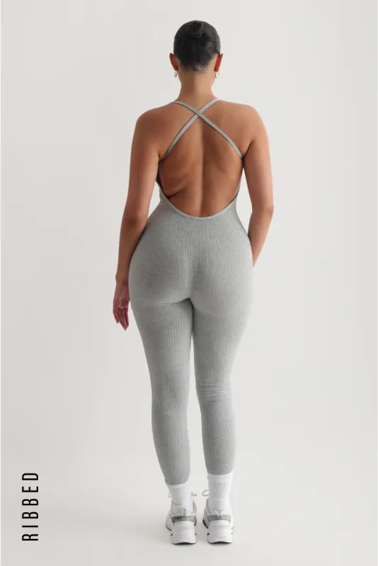 Katy Ribbed Jumpsuit - Gray sold by My outfit online