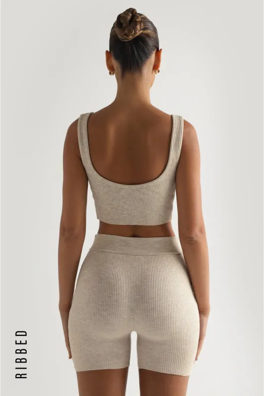 Classic Cut Ribbed Shorts - Oatmeal sold by My outfit online