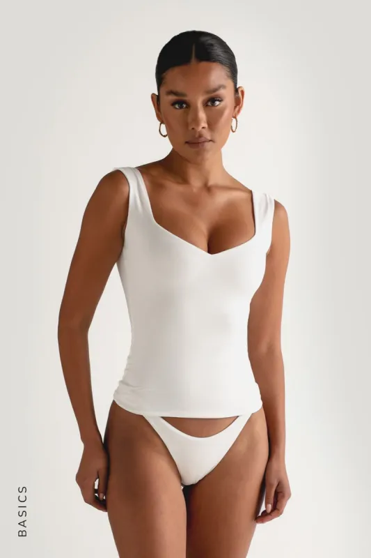 Sweetheart Low Back Tank Top - White sold by My outfit online