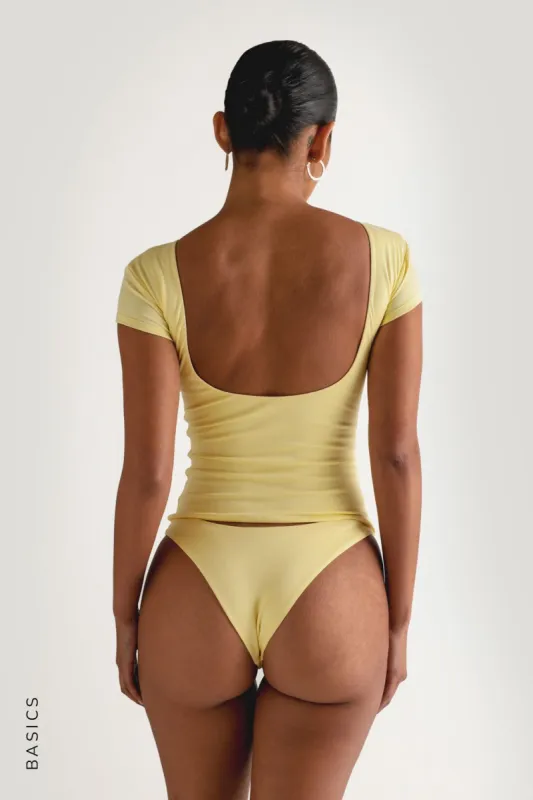 Cloud Low Back T-Shirt - Soft Yellow sold by My outfit online