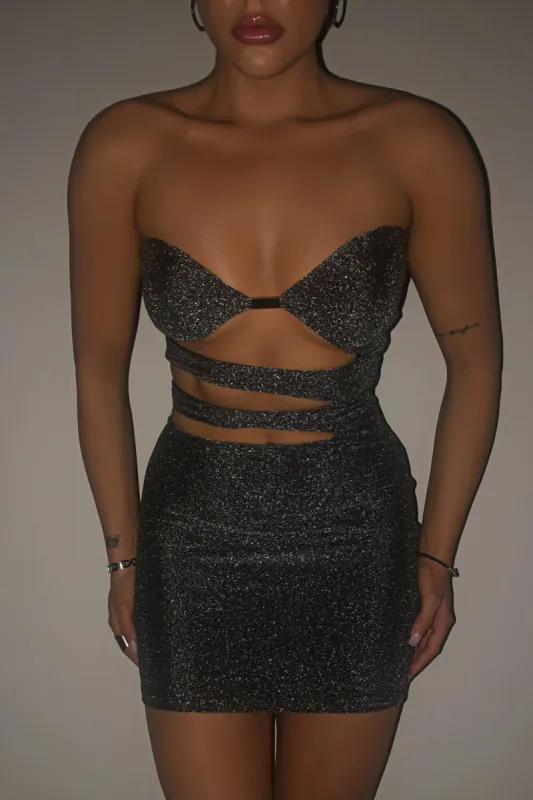 Alexa Glitter Mini Dress - Black sold by My outfit online