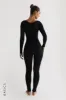 Round Neck Long Sleeve Jumpsuit - Black sold by My outfit online