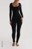 Round Neck Long Sleeve Jumpsuit - Black sold by My outfit online