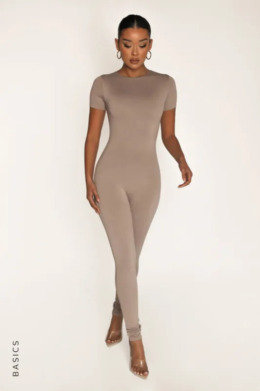 Mist Short Sleeve Jumpsuit - Smokey Taupe sold by My outfit online