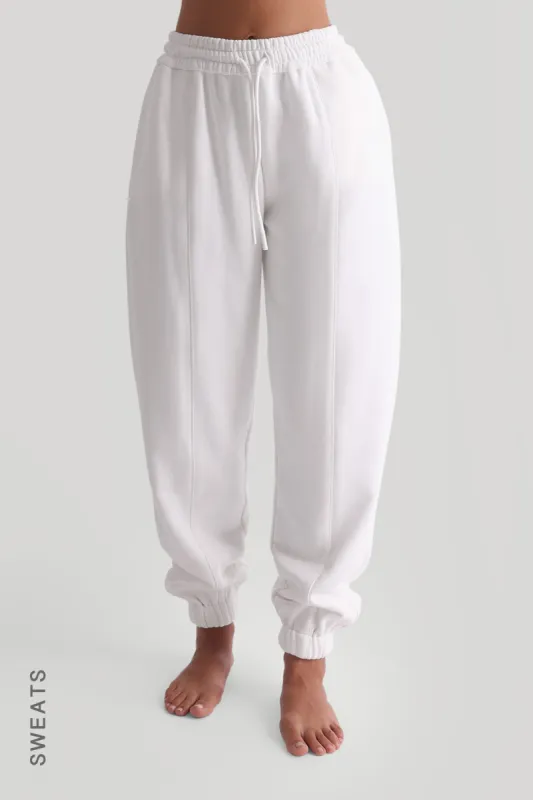 Baggy Fit Structured Sweatpants - White sold by My outfit online