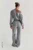 Structured Wide Leg Sweatpants - Heather Gray sold by My outfit online
