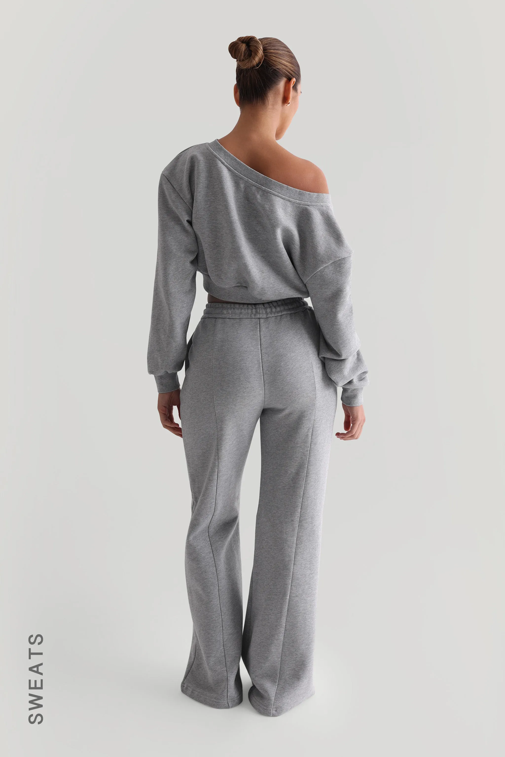 STRUCTURED WIDE LEG SWEATPANTS - Heather Gray sold by My outfit online product image thumbnail 2