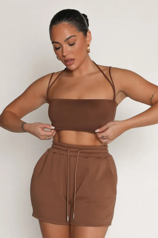 Double String Basic Tube Top - Coffee sold by My outfit online