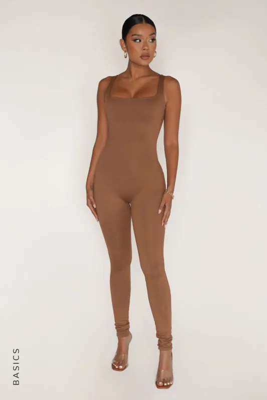 Second Skin Jumpsuit - Light Brown sold by My outfit online