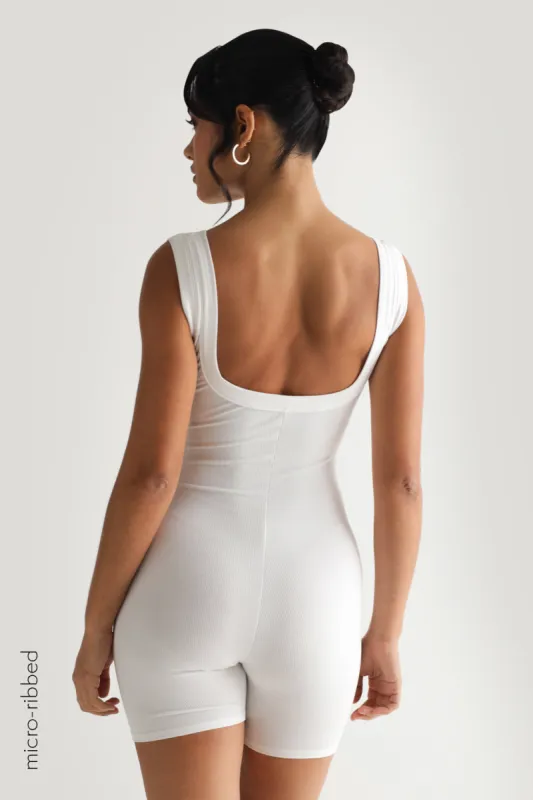 Fundamental Micro-Ribbed Romper - White sold by My outfit online