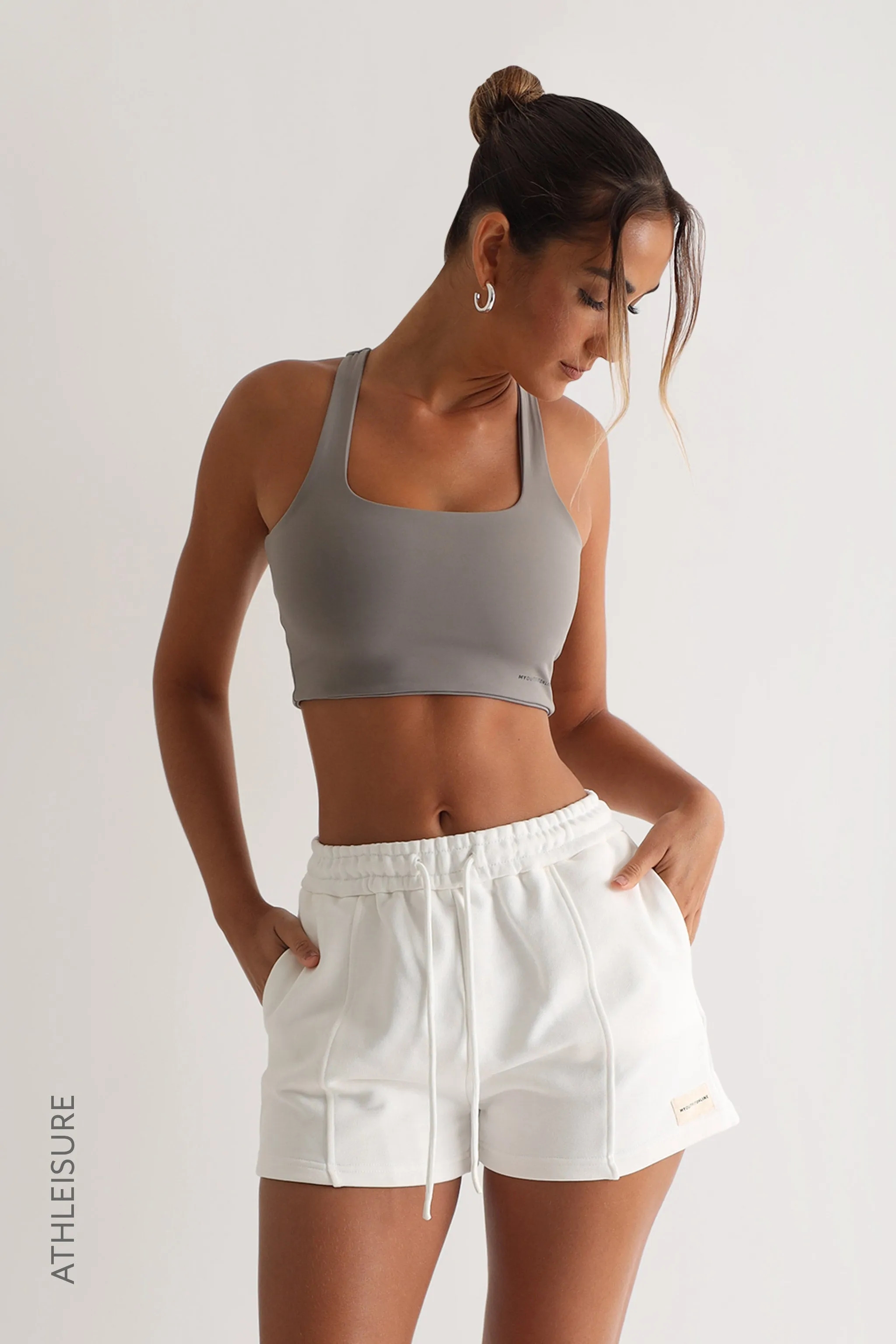 Racer Back Athleisure Crop Top - Gray sold by My outfit online product image thumbnail 4